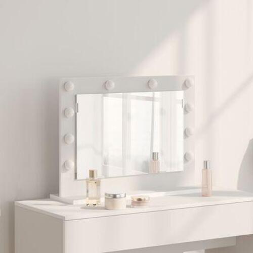 Makeup-spejl med LED-lys Hvid 60x45x18 cm