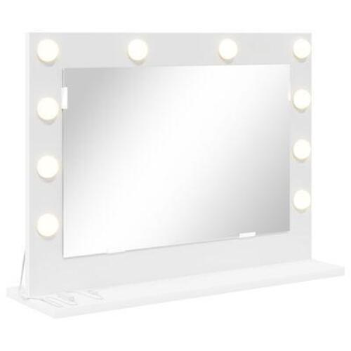 Makeup-spejl med LED-lys Hvid 60x45x18 cm