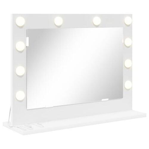 Makeup-spejl med LED-lys Hvid 60x45x18 cm