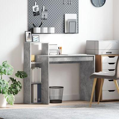 Bord med hylde Betongrå 100 x 40 x 90 cm Konstrueret træ billede