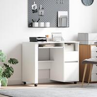 Hvidt Computerbord med Skuffer Hvid MDF, Spånplader Standard