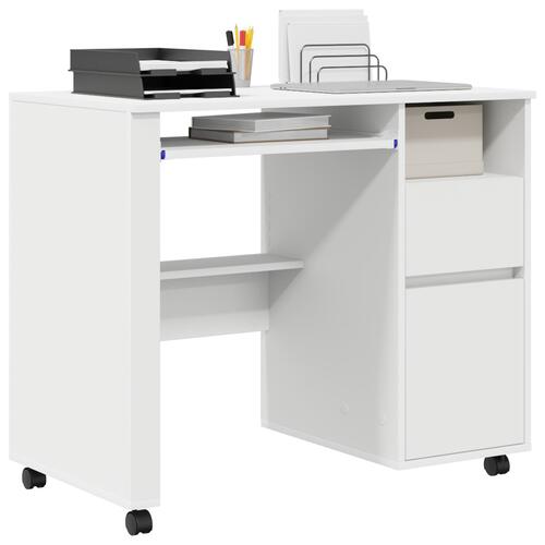Hvidt Computerbord med Skuffer Hvid MDF, Spånplader Standard