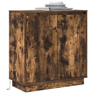 Sidebord med hylde Røget eg 71 x 34.5 x 75 cm Konstrueret træ billede