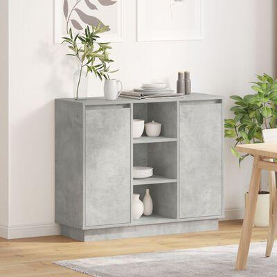 Sideboard med LED Beton Grå 90x32x75 cm Konstrueret træ