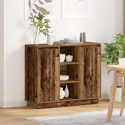 Sidebord med hylde Gammelt træ 90 x 32 x 75 cm Konstrueret træ billede