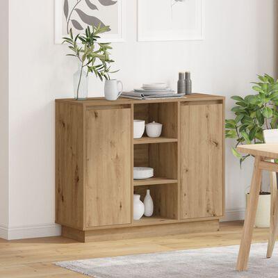 Sideboard med LED Artisan Eg 90x32x75 cm Konstrueret træ
