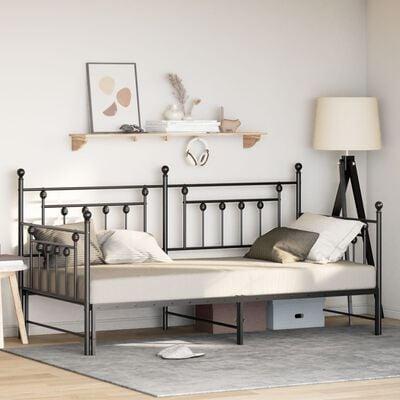 Daybed Frame med Trundle Sort 100x200 cm Stål