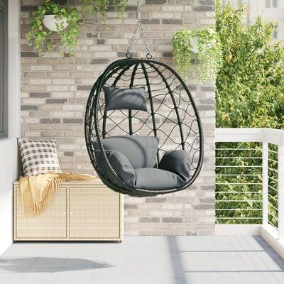 Hængende æggestol Antracit 91.5 x 60 x 110 cm polyrattan billede
