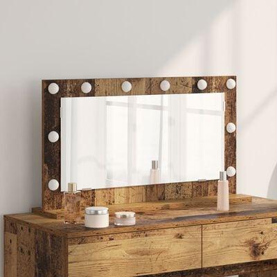 Spejl med LED lys Gammelt træ Træ, Glas 80 x 45 x 18 cm Spejl
