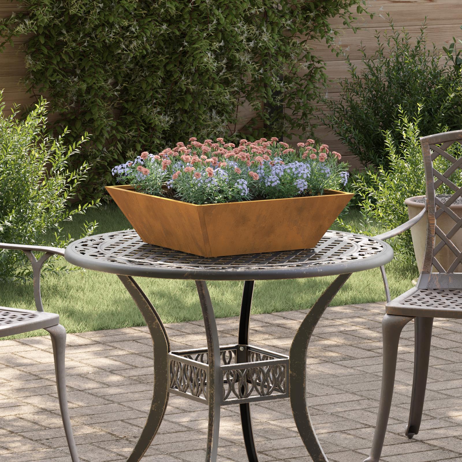 Metal Planter Slidt stål 50 x 50 x 15 cm Dekorative Detaljer