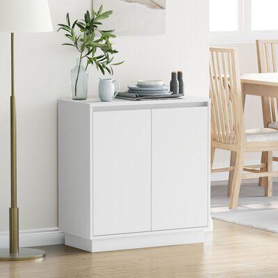 LED Sengebord i Hvid - 71x34.5x75 cm, lavet af konstrueret træ