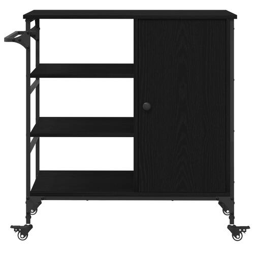 Køkkenvogn sort egetræ 87.5x38.5x84.5 cm konstrueret træ