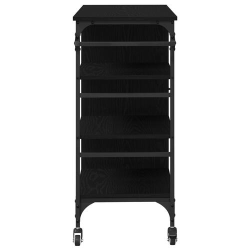 Køkkenvogn sort egetræ 87.5x38.5x84.5 cm konstrueret træ