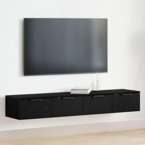 Vægskabe 2 stk Sort egetræ 68x30x20 cm Konstrueret træ