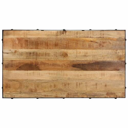 Sofabord med hjul massivt mangotræ 100x55x26 cm