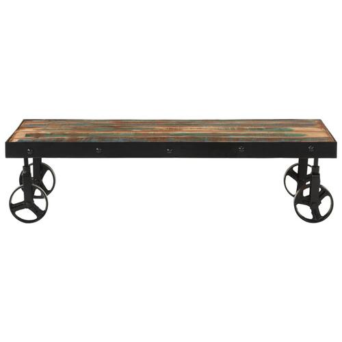 Sofabord med hjul 100x55x26 cm massivt genbrugstræ