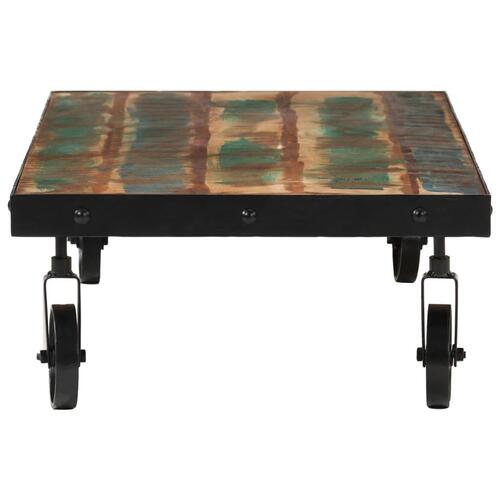 Sofabord med hjul 100x55x26 cm massivt genbrugstræ