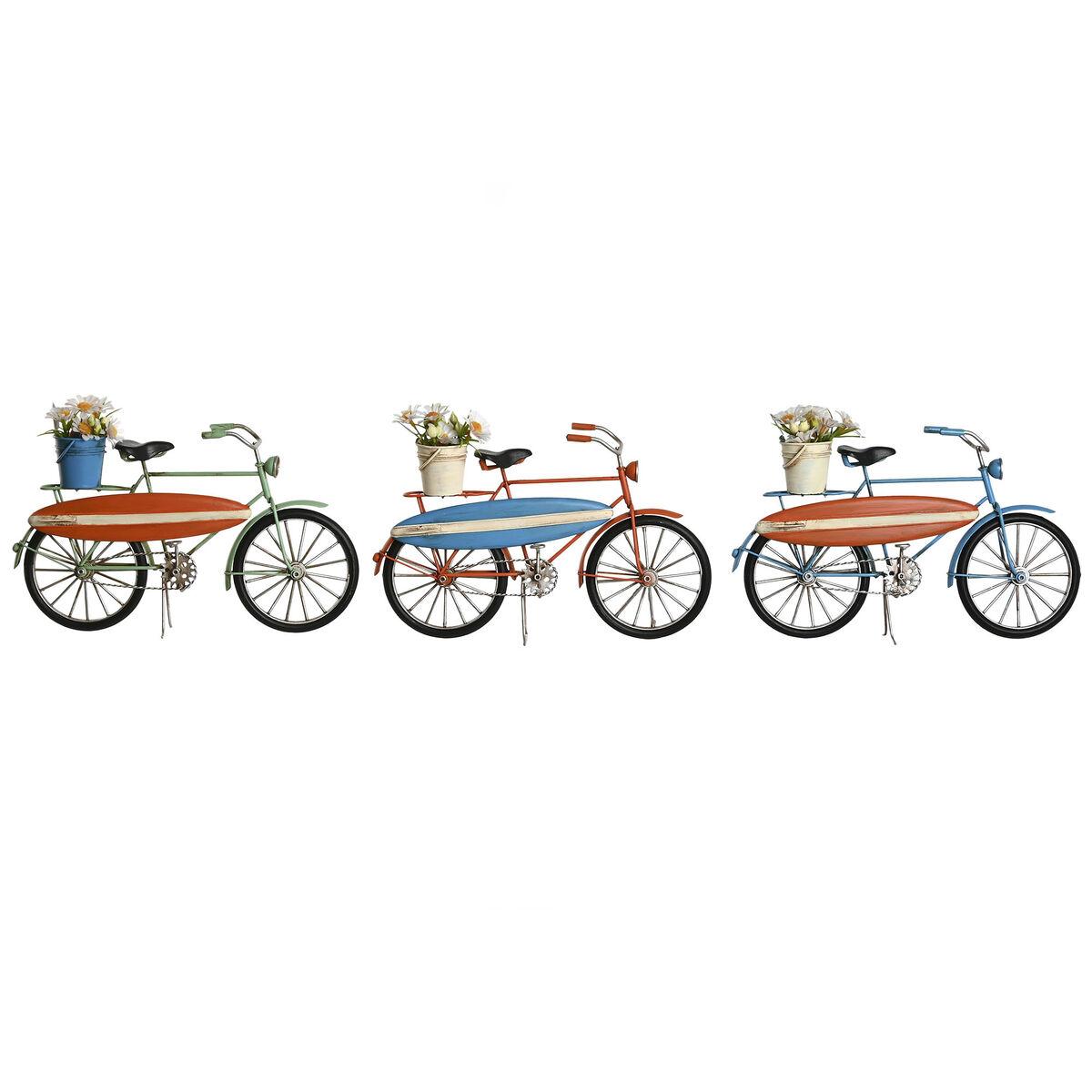 Dekorativ figur - cykel i metal, blå/grøn/orange, 31 × 8,5 × 19 cm (3 stk.)