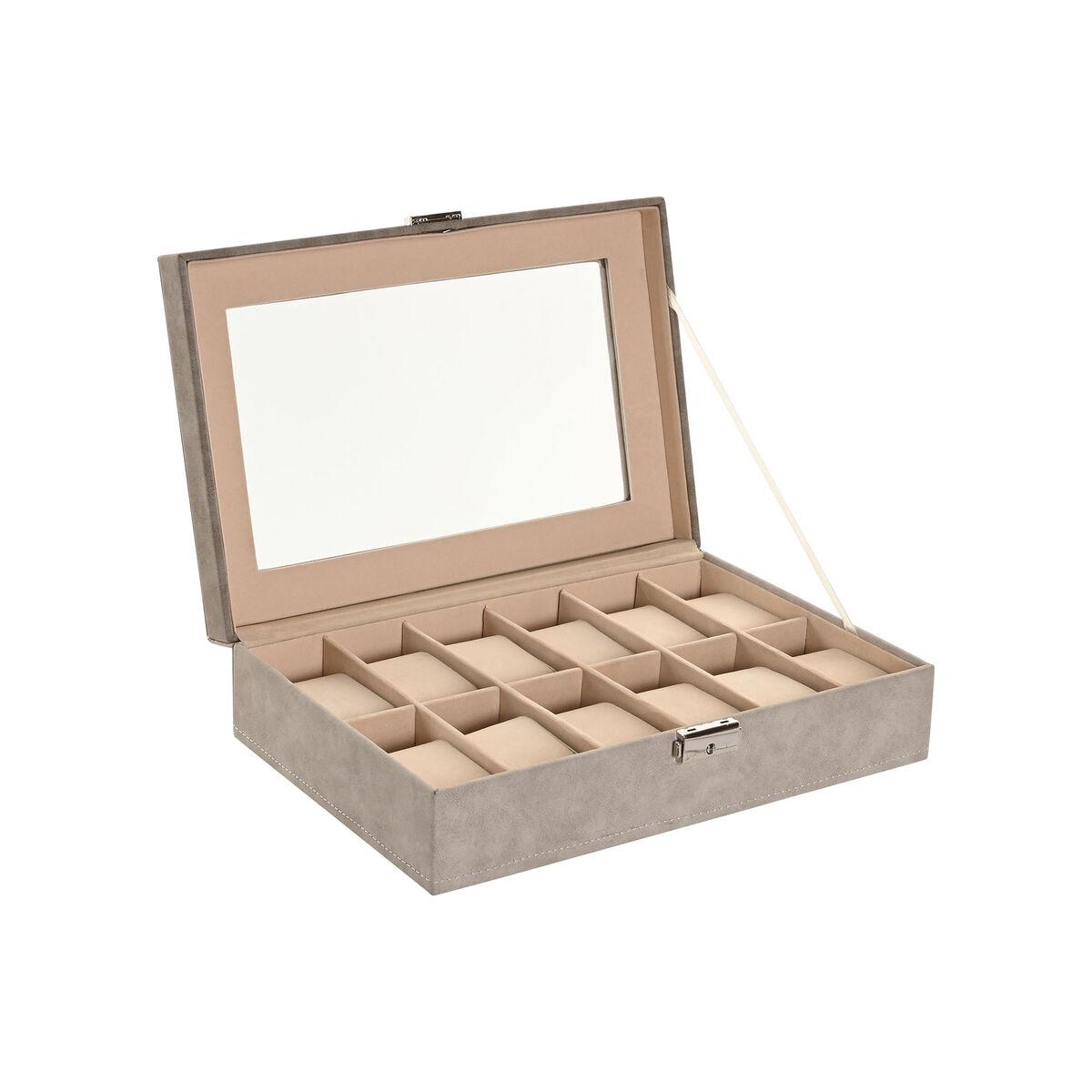 Smykkeskrin - grå/mørkegrå, polyuretan & MDF, 29,5 × 20 × 8 cm