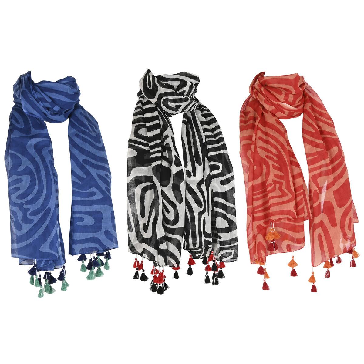 Halstørklæder - Beige/Multifarvet/Koral, 3 stk. bomuld