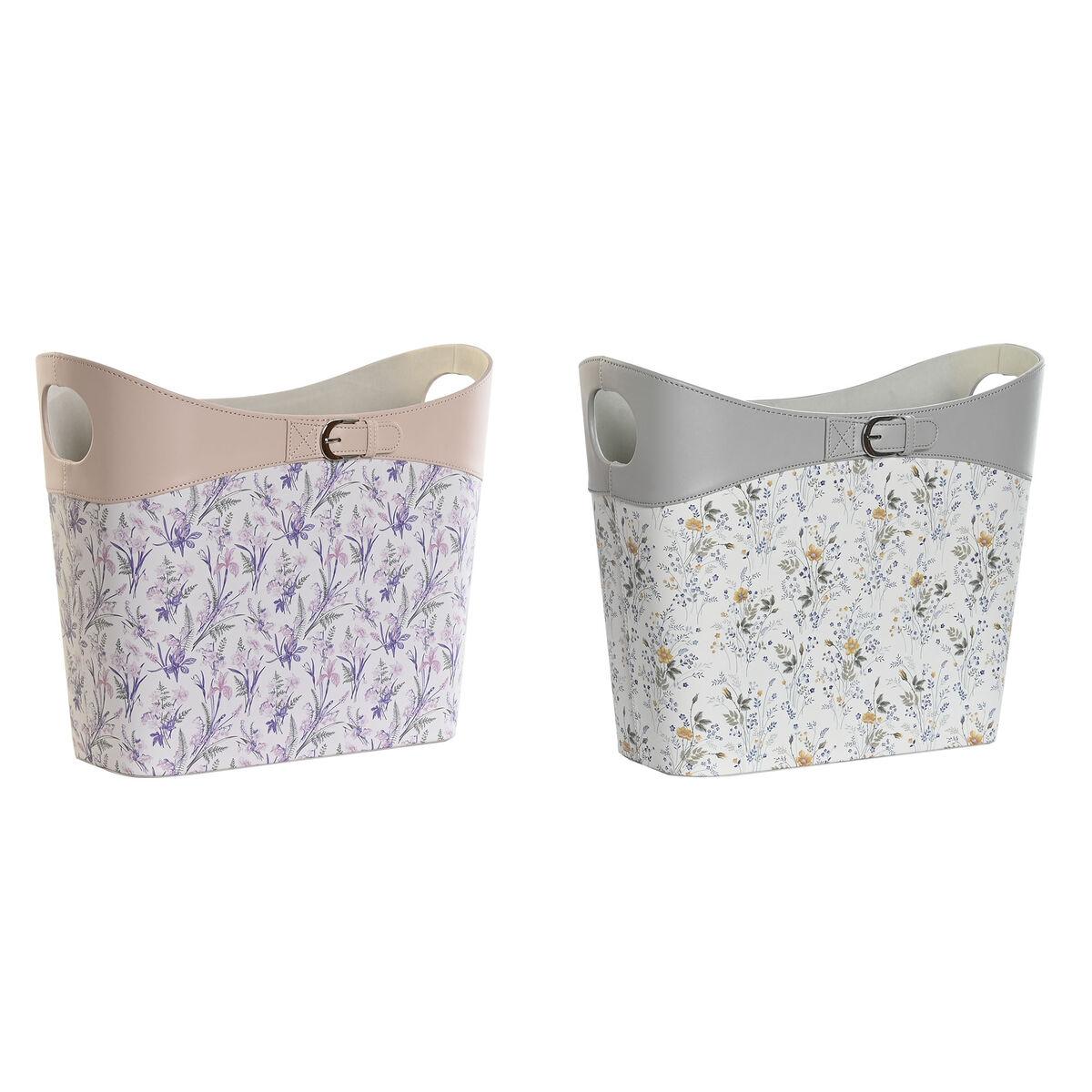 Tidsskriftholder, 2 stk., PU, hvid/grå/lyserød/syren, 39 × 21 × 34 cm