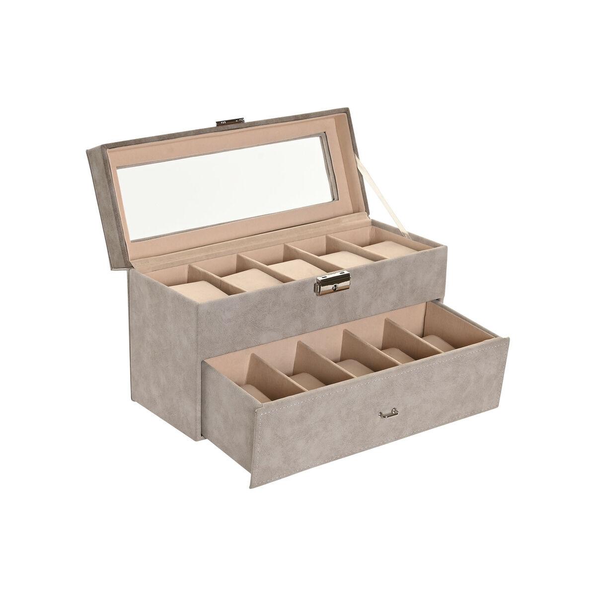 Smykkeskrin - grå, polyuretan/krystal/MDF, 27,5 × 11 × 15 cm