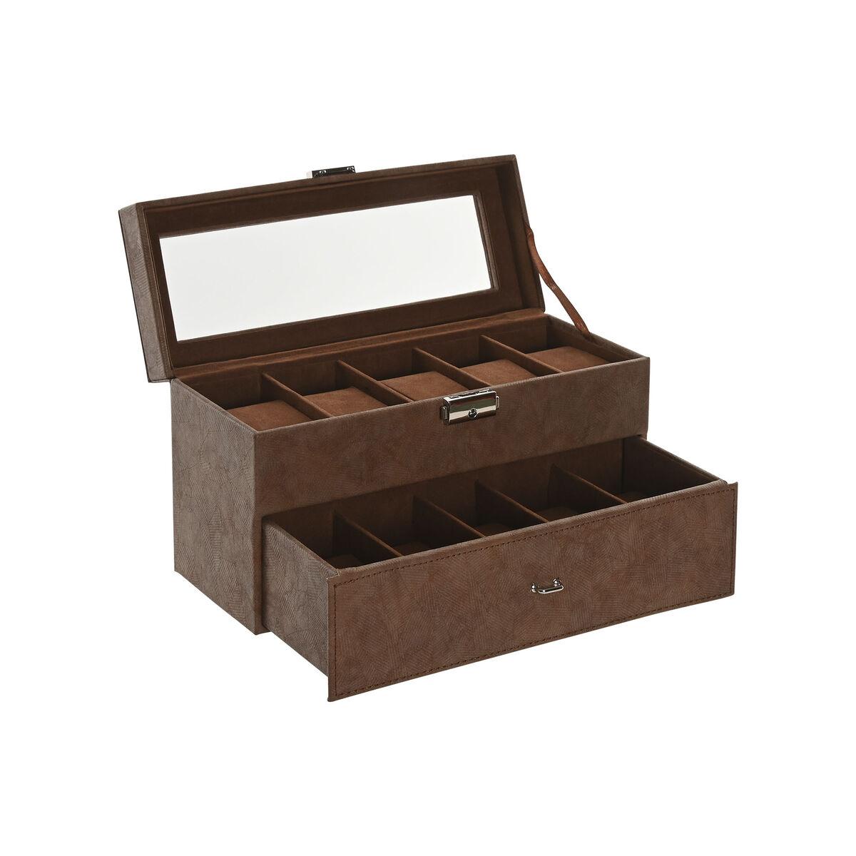 Smykkeskrin - brun, polyuretan/krystal/MDF, 27,5 × 11 × 15,5 cm