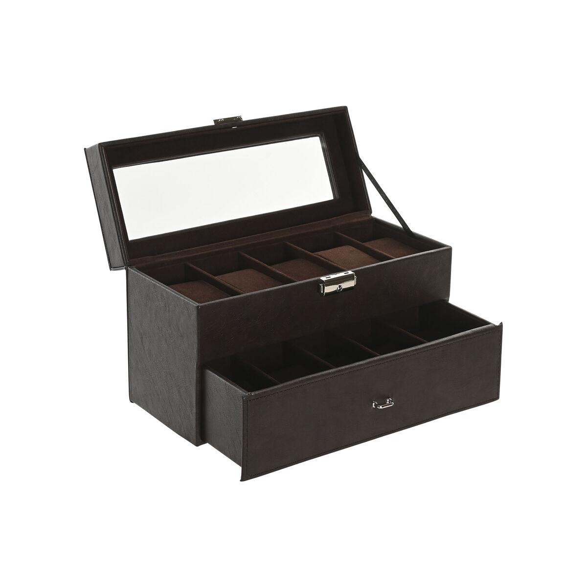 Smykkeskrin - brun, polyuretan/krystal/MDF, 27,5 × 11 × 15 cm