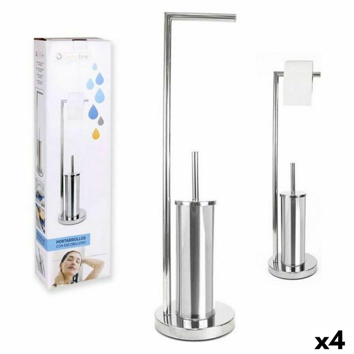 Confortime toiletpapirholder med toiletbørsteholder 18,5 × 74 cm - sæt med 4