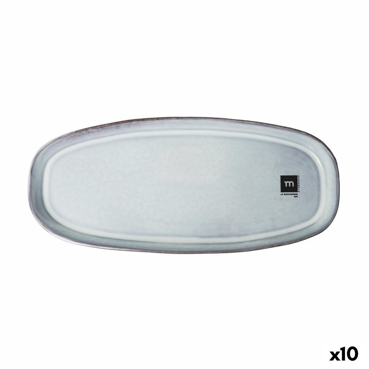 Black Clay serveringsfad i stentøj - sæt af 10