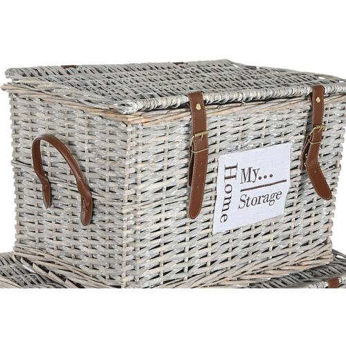 Sæt med kister Home ESPRIT Natur flet 67 x 45 x 46 cm