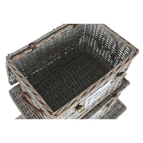 Sæt med kister Home ESPRIT Natur flet 67 x 45 x 46 cm