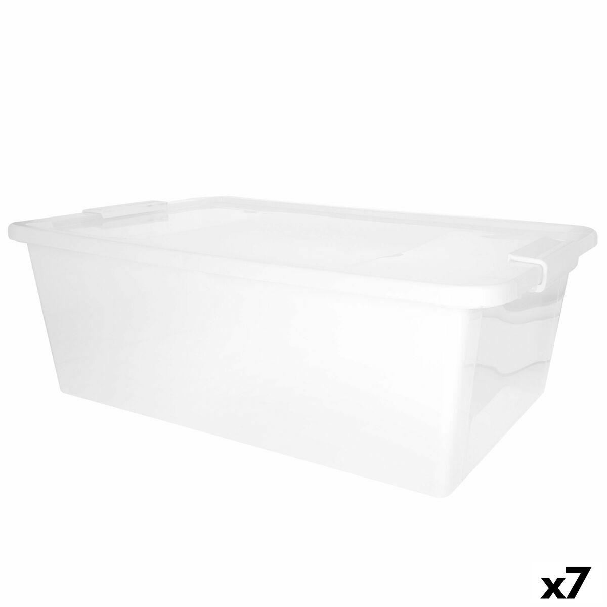 Curver opbevaringsboks med låg - hvid plast, 26 l (55 × 19 × 35 cm) - 7 stk.
