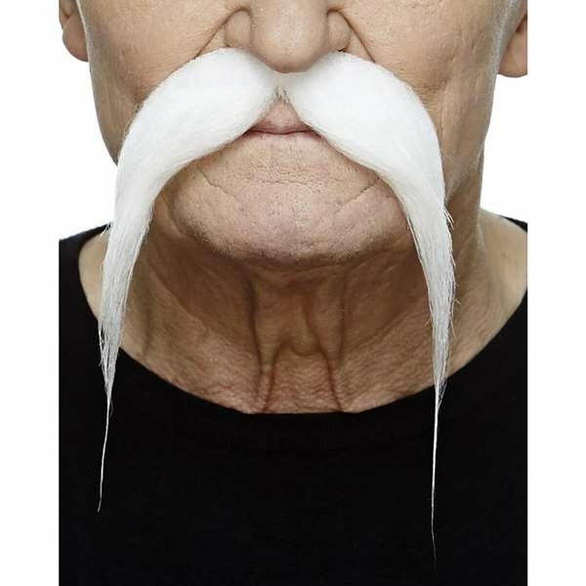 Kostumeskæg - hvid overskæg (onesize)