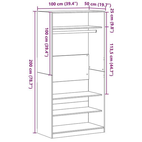 Garderobe i sort eg 100x50x200 cm lavet af træ
