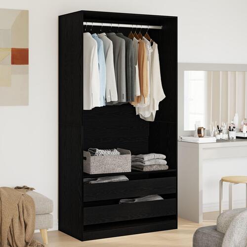 Garderobe i Sort Eg 100x50x200 cm i Konstrueret Træ
