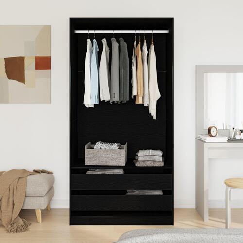 Garderobe i Sort Eg 100x50x200 cm i Konstrueret Træ