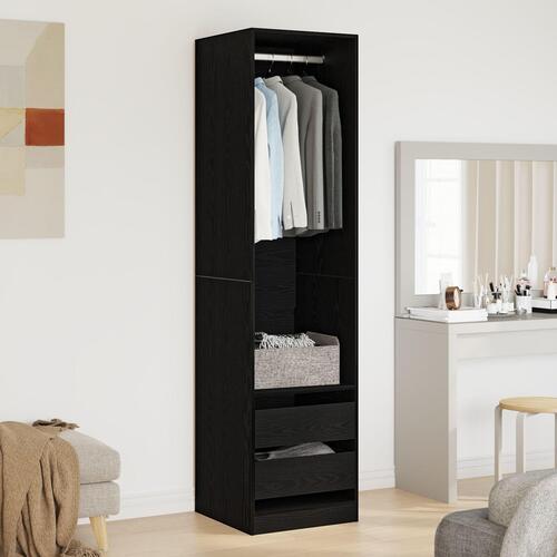 Garderobe Sort Eg 50x50x200 cm Bygget i Træ