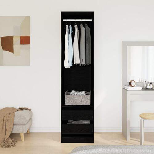 Garderobe Sort Eg 50x50x200 cm Bygget i Træ
