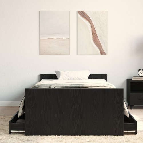 Sengestel uden madras Sort egetræ 100x200 cm konstrueret træ