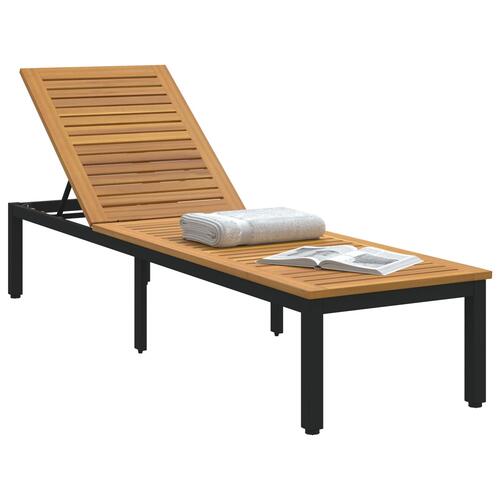 Solseng Sort 200x55x35 cm Massivt Akacietræ