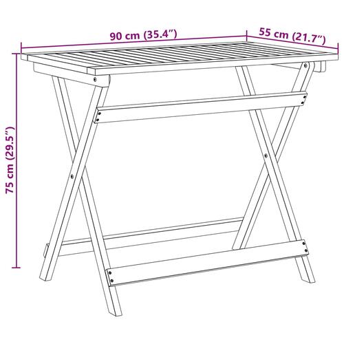 Rektangulært Klapbord 100x55x75 cm Massivt Akacietræ