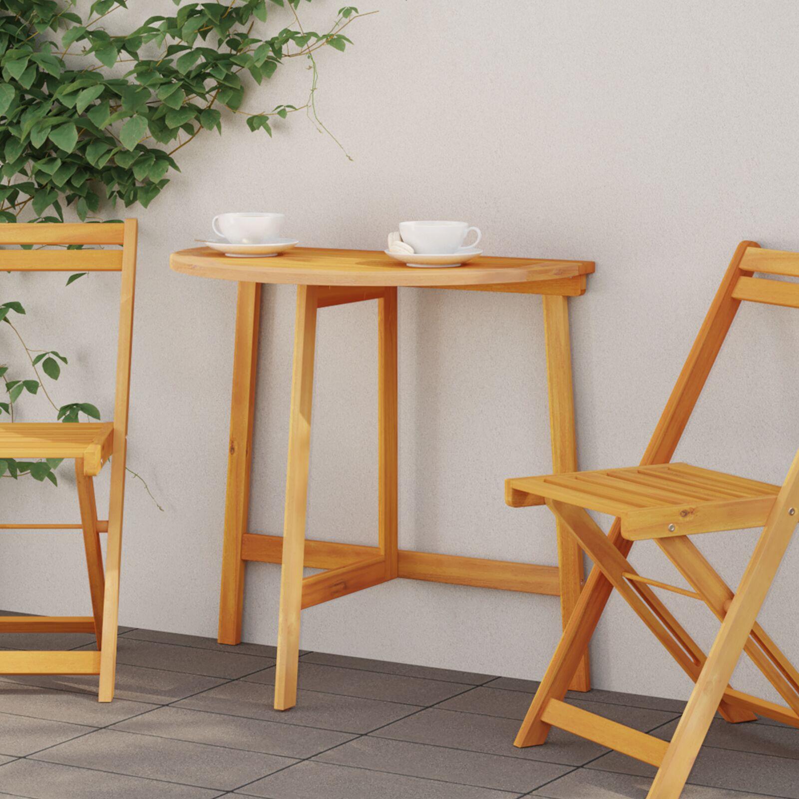 Sammenklappeligt Havebord Halvrundt 78x46x75 cm Massivt Akacietræ