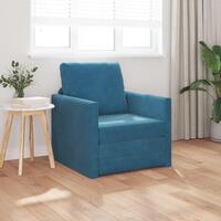 Gulv Sofa Bed 2-i-1 Blå 74x77x81 cm Velour