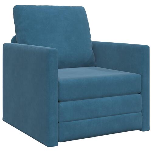 Gulv Sofa Bed 2-i-1 Blå 74x77x81 cm Velour