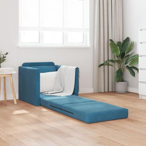 Gulv Sofa Bed 2-i-1 Blå 74x77x81 cm Velour