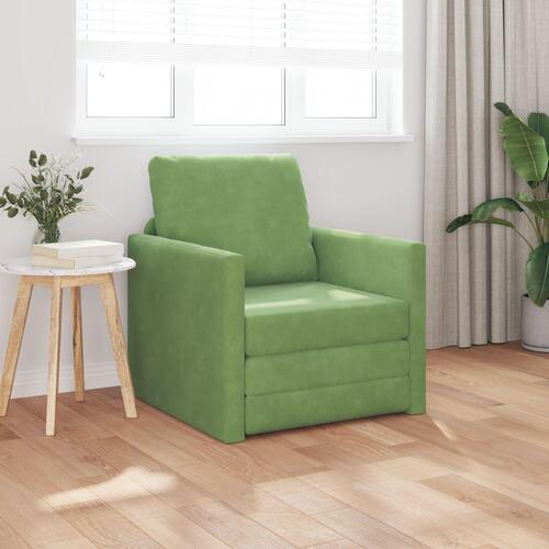 Gulvsofa Seng 2-i-1 Lys Grøn 74x77x81 cm Velour