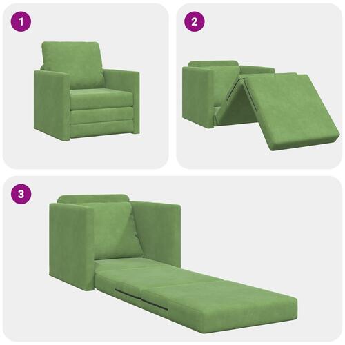 Gulvsofa Seng 2-i-1 Lys Grøn 74x77x81 cm Velour