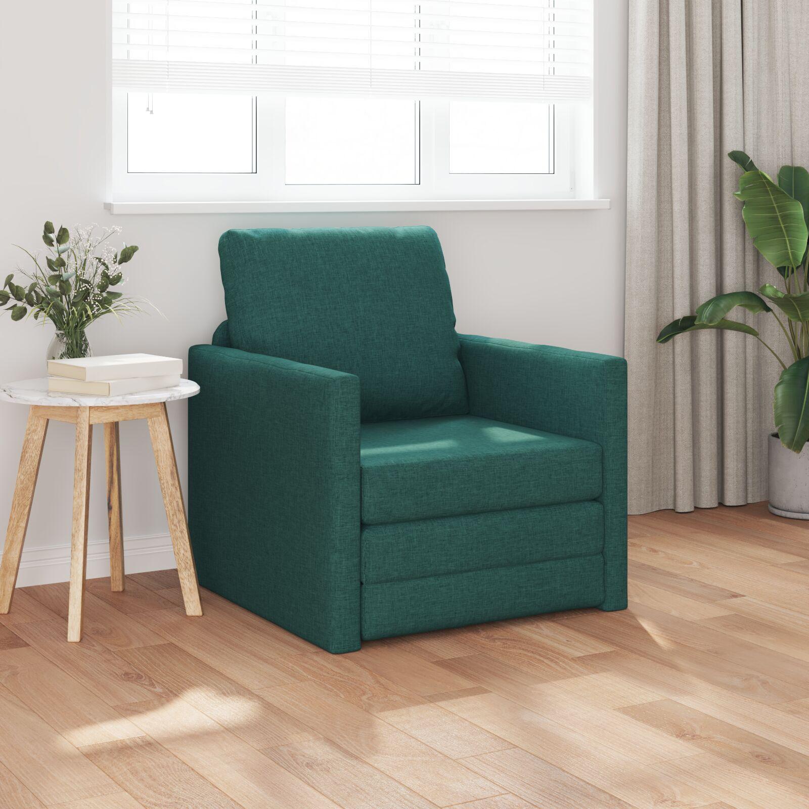 Gulvseng Sofa 2-i-1 Mørkegrøn 74x77x81 cm Stof