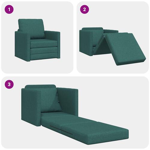 Gulvseng Sofa 2-i-1 Mørkegrøn 74x77x81 cm Stof